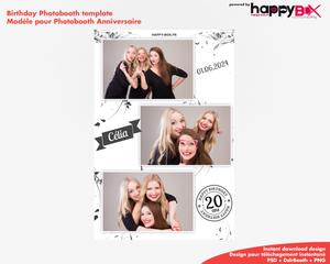 Birthday photobooth  black and white, girly, flowers, 4x6 (10x15cm), 3 photos