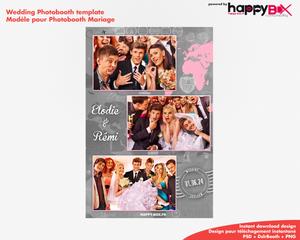 Wedding photobooth  romantic, pink, trip theme, 4x6 (10x15cm), 3 photos