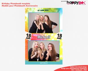 Birthday photobooth  party, night, coloured, 18 years, 4x6 (10x15cm), 2 photos