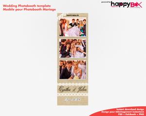 Photobooth Mariage romantique, vintage, tissu & dentelle, 2x6 (5x15cm), 3 photos