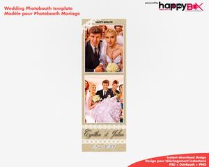 Photobooth Mariage romantique, vintage, tissu & dentelle, 2x6 (5x15cm), 2 photos