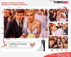 Photobooth Mariage moderne, thème rouge blanc, 4x6 (10x15cm), 4 photos