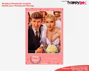 Wedding photobooth  romantic, modern, pink, leaves & flowers, 4x6 (10x15cm), 1 photo