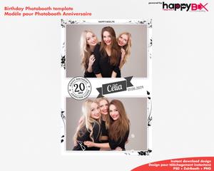Birthday photobooth  black and white, girly, flowers, 4x6 (10x15cm), 2 photos