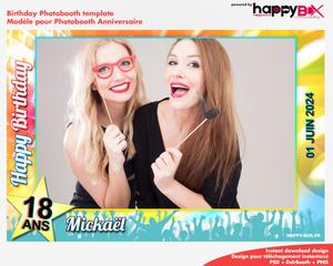 Birthday photobooth  party, night, coloured, 18 years, 4x6 (10x15cm), 1 photo