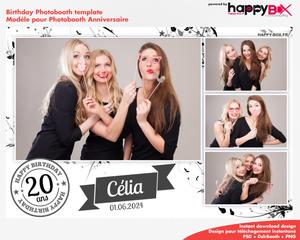 Birthday photobooth  black and white, girly, flowers, 4x6 (10x15cm), 4 photos