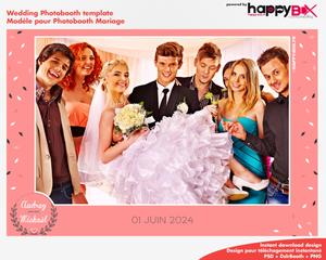 Wedding photobooth  romantic, modern, pink, leaves & flowers, 4x6 (10x15cm), 1 photo