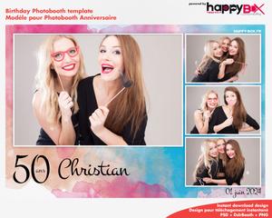 Birthday photobooth  colored theme, painting, 50 years, 4x6 (10x15cm), 4 photos