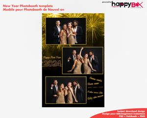 New year's eve photobooth  2024  2024, black & gold, fireworks, 4x6 (10x15cm), 3 photos