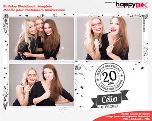 Birthday photobooth  black and white, girly, flowers, 4x6 (10x15cm), 3 photos