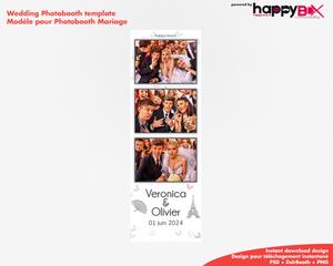 Wedding photobooth  romantic, bride and groom, French theme, 2x6 (5x15cm), 3 photos