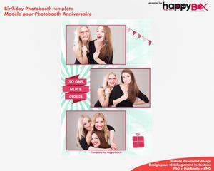 Birthday photobooth  30 years old, modern, party, green, pink, 4x6 (10x15cm), 3 photos