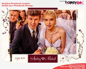 Photobooth Mariage moderne, theme fleurs, marron bordeaux, 4x6 (10x15cm), 1 photo