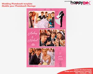 Photobooth Mariage romantique, moderne, rose, pastel, 4x6 (10x15cm), 3 photos