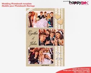 Photobooth Mariage romantique, vintage, tissu & dentelle, 4x6 (10x15cm), 3 photos