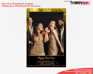 New year's eve photobooth  2024  2024, black & gold, fireworks, 4x6 (10x15cm), 1 photo