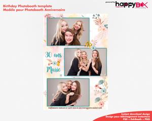 Birthday photobooth  bohemian, flowers, colored, leaves, 4x6 (10x15cm), 3 photos