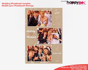 Photobooth Mariage romantique, vintage, liège, doodles, 4x6 (10x15cm), 3 photos