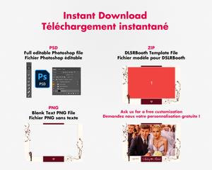 Photobooth Mariage moderne, theme fleurs, marron bordeaux, 4x6 (10x15cm), 1 photo