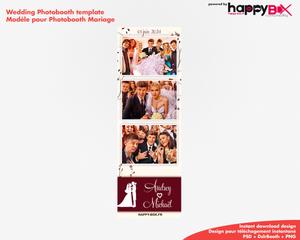 Photobooth Mariage moderne, theme fleurs, marron bordeaux, 2x6 (5x15cm), 3 photos