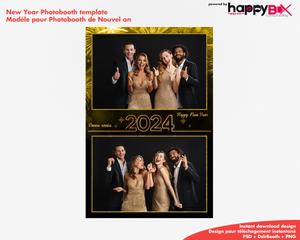 New year's eve photobooth  2024  2024, black & gold, fireworks, 4x6 (10x15cm), 2 photos