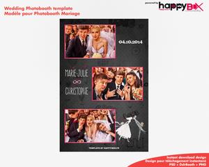 Wedding photobooth  modern, romantic, pink and black, 4x6 (10x15cm), 3 photos