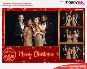 Photobooth Noël rouge, doré, flocons, 4x6 (10x15cm), 4 photos