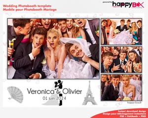 Wedding photobooth  romantic, bride and groom, French theme, 4x6 (10x15cm), 4 photos