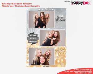 Birthday photobooth  glitter, gold, silver, 40 years, 4x6 (10x15cm), 3 photos