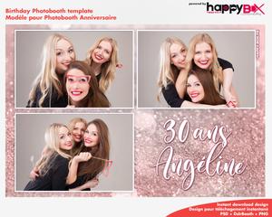 Birthday photobooth  pink, glitter, 30 yo, girly, 4x6 (10x15cm), 3 photos