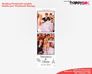 Wedding photobooth  romantic, bride and groom, French theme, 2x6 (5x15cm), 2 photos