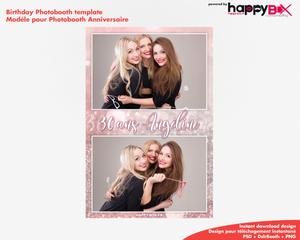 Birthday photobooth  pink, glitter, 30 yo, girly, 4x6 (10x15cm), 2 photos