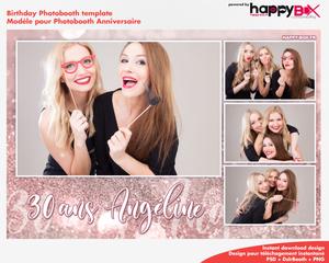 Birthday photobooth  pink, glitter, 30 yo, girly, 4x6 (10x15cm), 4 photos
