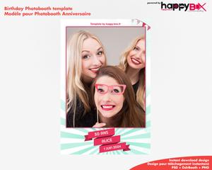 Birthday photobooth  30 years old, modern, party, green, pink, 4x6 (10x15cm), 1 photo