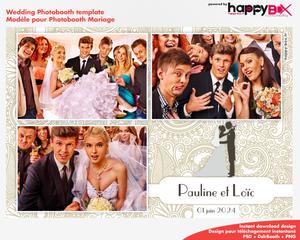 Photobooth Mariage thème paisley, ornements et fleurs, 4x6 (10x15cm), 3 photos