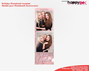 Birthday photobooth  pink, glitter, 30 yo, girly, 2x6 (5x15cm), 2 photos