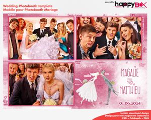 Wedding photobooth  modern, romantic, pink, 4x6 (10x15cm), 3 photos