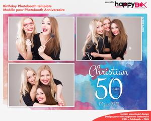 Birthday photobooth  colored theme, painting, 50 years, 4x6 (10x15cm), 3 photos