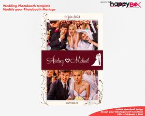 Photobooth Mariage moderne, theme fleurs, marron bordeaux, 4x6 (10x15cm), 2 photos