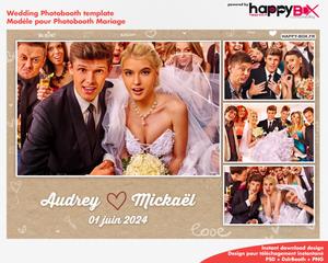 Photobooth Mariage romantique, vintage, liège, doodles, 4x6 (10x15cm), 4 photos