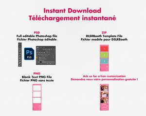 Photobooth Mariage romantique, moderne, rose, pastel, 2x6 (5x15cm), 3 photos