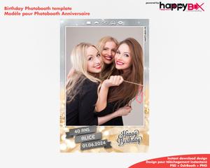 Birthday photobooth  glitter, gold, silver, 40 years, 4x6 (10x15cm), 1 photo