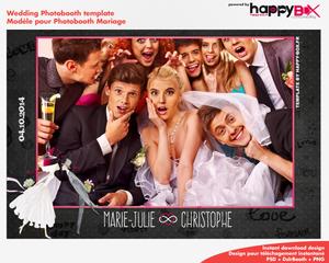 Wedding photobooth  modern, romantic, pink and black, 4x6 (10x15cm), 1 photo