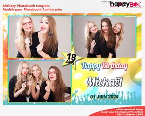 Birthday photobooth  party, night, coloured, 18 years, 4x6 (10x15cm), 3 photos