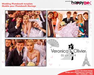 Wedding photobooth  romantic, bride and groom, French theme, 4x6 (10x15cm), 3 photos