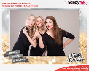 Birthday photobooth  glitter, gold, silver, 40 years, 4x6 (10x15cm), 1 photo