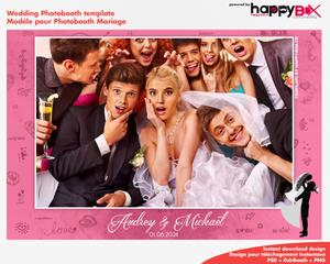 Photobooth Mariage romantique, moderne, rose, pastel, 4x6 (10x15cm), 1 photo