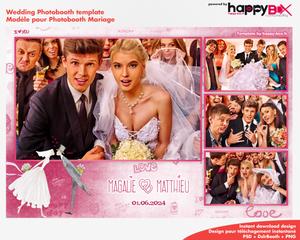 Wedding photobooth  modern, romantic, pink, 4x6 (10x15cm), 4 photos