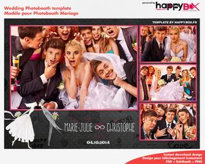 Wedding photobooth  modern, romantic, pink and black, 4x6 (10x15cm), 4 photos