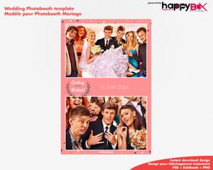 Wedding photobooth  romantic, modern, pink, leaves & flowers, 4x6 (10x15cm), 2 photos